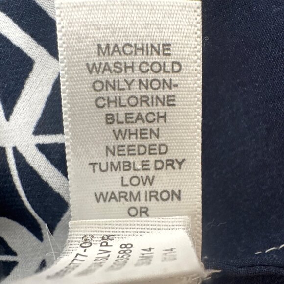 Banana Republic Navy Blue & White 12 Geometric Print Tunic Dress Polyester - Picture 14 of 16